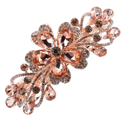 VALICLUD Große Blumen Haarspange Damen Strass Haarklammer Eleganter Haarschmuck Für Hochzeit Party Alltag Champagnerfarben von VALICLUD