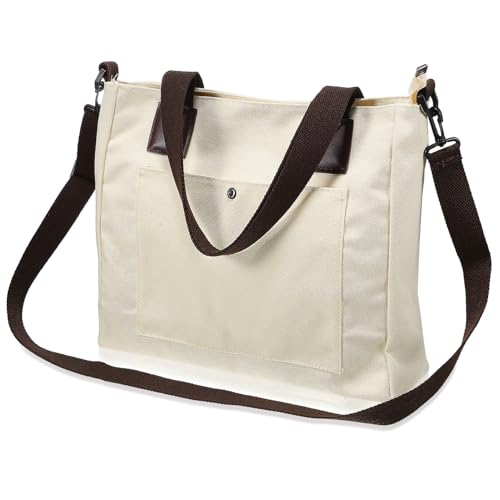 VALICLUD Große Canvas Schultertasche Damen Tote Bag Langlebig Strapazierfähig Minimalistischer Stil Viel Stauraum Für Strand Einkaufen Reisen Alltag von VALICLUD