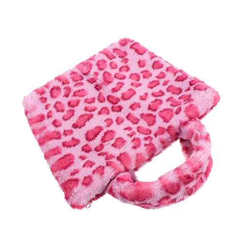 VALICLUD Große Damen Handtasche Leopardmuster Rote Plüsch Tasche Modisch Leicht Tragbar Für Shopping Reisen Alltag von VALICLUD