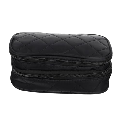 VALICLUD Große Kosmetiktasche Damen Nylon Doppellagig mit Reißverschluss Vielseitiger Kulturbeutel für Reisen und Alltag mit Praktischem Facheinteilung und Mesh Organizer in Schwarz von VALICLUD