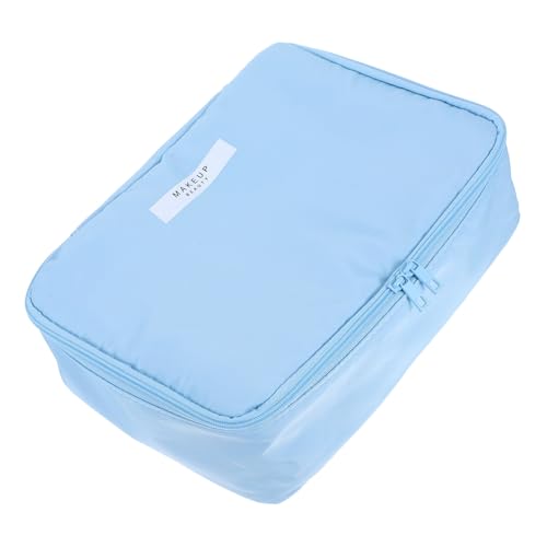 VALICLUD Große Kosmetiktasche mit Hoher Kapazität Tragbarer Make Up Organizer für Damen Reise Kulturbeutel mit Mehreren Fächern und Praktischem Griff Blau Leicht und Vielseitig Einsetzbar von VALICLUD