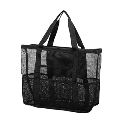VALICLUD Große Mesh Strandtasche Damen Mehrfachfächer Strand Shopper Leichtes Polyester Reisebeutel Vielseitig und Robust für Urlaub und Alltag von VALICLUD
