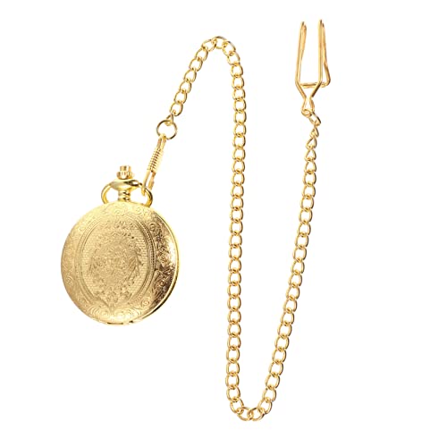 VALICLUD Große Retro Taschenuhr mit Goldfarbenem Muster Leichte Legierung Langlebige Kette Kreative Anhänger Uhr für Herren und Damen Dekoratives Accessoire für Alltag und VALICLUD Große Retro Taschenuhr mit Goldfarbenem Muster Leichte Legierung Langlebige Kette Kreative Anhänger Uhr für Herren und Damen Dekoratives Accessoire für Alltag und von VALICLUD