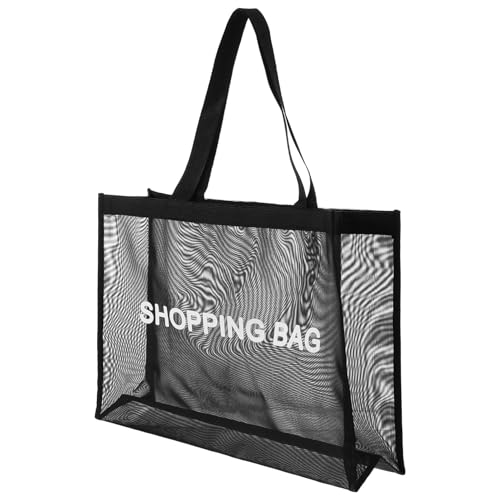 VALICLUD Große Schwarze Nylon Netz Tragetasche Vielseitig Leicht Wasserabweisend für Damen Handtasche Umhängetasche Kosmetiktasche Strandspielzeug Aufbewahrungstasche von VALICLUD