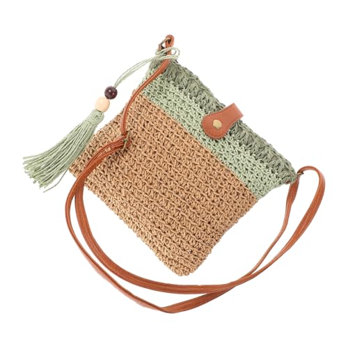 VALICLUD Große Strandtasche Damen Schultertasche mit Flechtmuster Geräumige Boho Tasche für Alltag Urlaub und Einkauf Leichter Netzstoff Tragbare Sommer handtasche in Army Grün von VALICLUD
