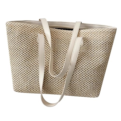 VALICLUD Große Strohtasche Damen Handgewebte Schultertasche Sommer Strandtasche Alltag Reise Strand Mode Tote Bag mit Hoher Kapazität für Handy Handtuch Sonnenbrille Geldbörse von VALICLUD