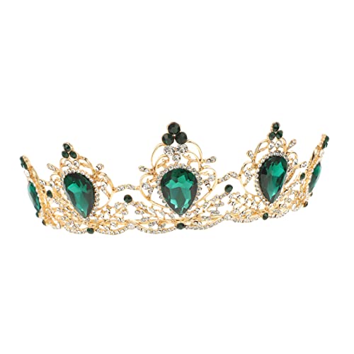 VALICLUD Grüne Barock Tiara Braut Haarschmuck Mädchen Haarschmuck für Hochzeit Festliche Anlässe von VALICLUD