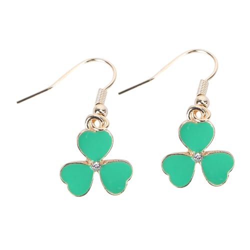VALICLUD Grüne Shamrock Ohrstecker Damen Filigrane Vierblättrige Kleeblatt Ohrringe Modisch für Alltag und Party Langlebig Farbbeständig Leichter Schmuck für Jede Jahreszeit von VALICLUD