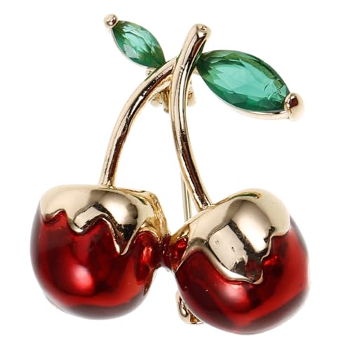 VALICLUD Grüne Zirkonia Kirsche Brosche Damen Anstecknadel Glänzend Leicht für Party Festival Alltag Schmuck Accessoire von VALICLUD