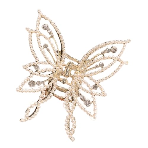 VALICLUD Butterfly Haarklammer Mit Perlen Und Strass Exklusive Haarspange Für Damen Für Styles Zu Festen Partys Alltag von VALICLUD