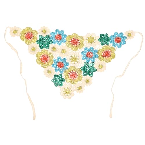 VALICLUD Haarbandana Damen Triangel Schal aus Gehäkeltes Kopftuch für Verschiedene Frisuren für Alltag Fotoshootings und Kostüme Süßes Design mit Blumenmuster von VALICLUD