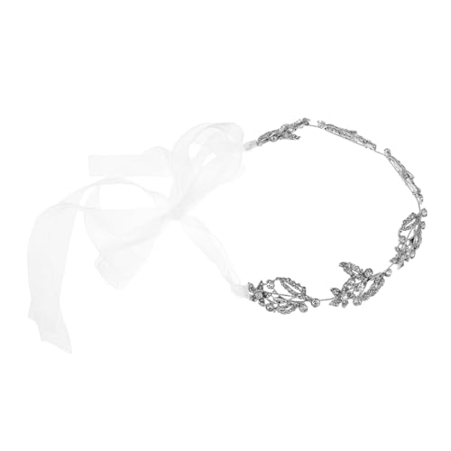 VALICLUD Haarblatt-Kopfkette Hochzeit Brautkopfbedeckung Kopfschmuck für Frauen legierung strass kopfschmuck Brautkrone Hochzeitshaarbänder juwelenbesetzter Kopfschmuck Strasssteine Silber von VALICLUD