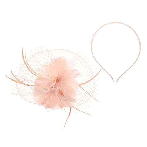 VALICLUD Haarklammer mit Federn und Blüten Hochwertiger Brautschmuck für Hochzeit und Party Langlebiger Haarschmuck mit Edlem Gauze Design Rutschfeste Kopfbedeckung Champagnerfarbe von VALICLUD