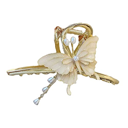 VALICLUD Schmetterlings Haarspange mit Quaste für Damen Große Haarklammer Eleganter Haarschmuck Praktisch für Makeup und Gesichtspflege Robust und Langlebig für Besondere Anlässe von VALICLUD
