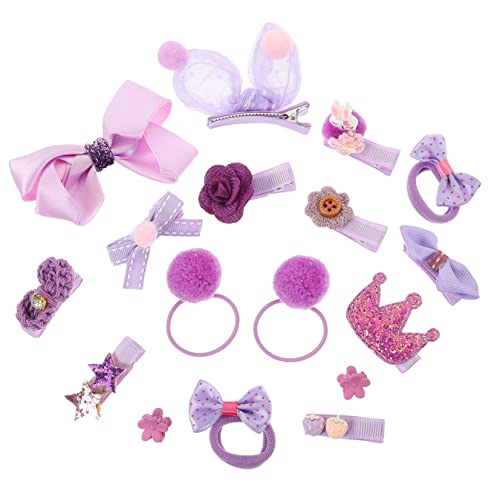 VALICLUD Haarspangen für Mädchen Kinder Haarschmuck 18 Stück mit Schleife und Krone Haargummis Kinder Haarklammern Lila für Geburtstage Partys Alltag von VALICLUD