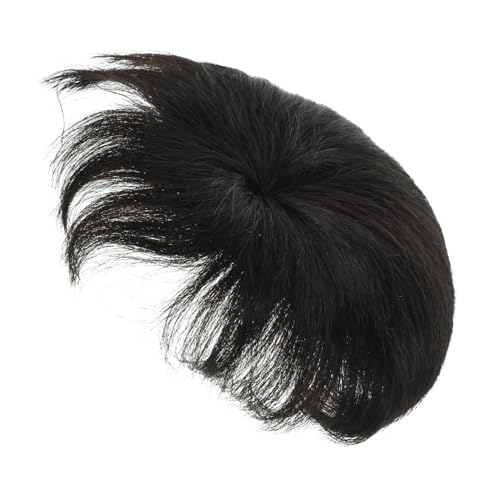 VALICLUD Männer Clip in Haarteil Haarverlängerung Schwarz Echthaar Toupet für Herren Atmungsaktiv Bequem Stylisches Design für Sport und Alltag von VALICLUD