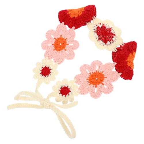 VALICLUD Häkel Stirnband mit Großer Roter Blume Süßes Verstellbares Bandana für Damen und Mädchen Modisches Haarschmuck Accessoire für Alltag und Party von VALICLUD