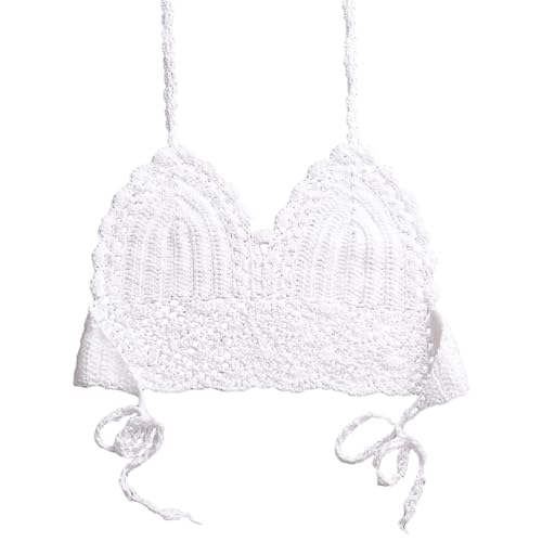 VALICLUD Häkeln Bikini Top Womens Boho Strickschnitzer Halshalter Banter Top Strang Cover up Badeugug für Frauen von VALICLUD