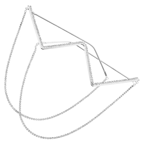 VALICLUD Halbrahmenbrille Damen mit Strasssteinen Modisch Dekoratives Brillengestell Gläser mit Silberner Kette Punk Streetstyle Accessoire Langlebiges Metallrahmen VALICLUD Halbrahmenbrille Damen mit Strasssteinen Modisch Dekoratives Brillengestell Gläser mit Silberner Kette Punk Streetstyle Accessoire Langlebiges Metallrahmen von VALICLUD