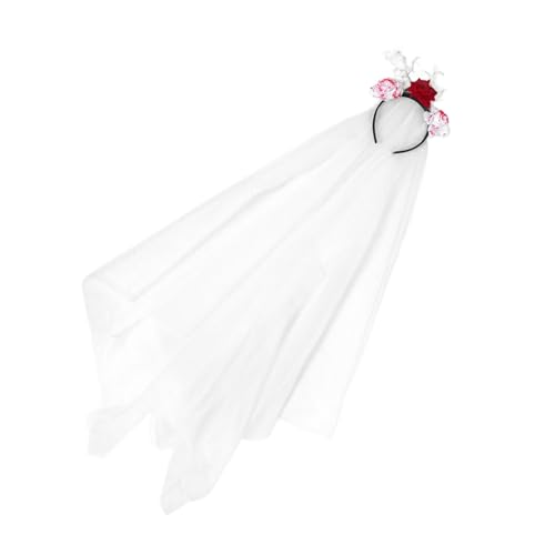 VALICLUD Halloween Braut Netzschleier Stirnband für Frauen Braut Kostüm Zubehör Schleier Halloween Kopfbedeckung Geisterbraut Kopfschmuck von VALICLUD