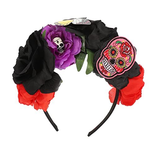 VALICLUD Halloween Haarreif Mit Rosen Und Schädeln Kopfbedeckung Für Tag Der Toten Und Kostümpartys Elegantes Haarschmuck-accessoire Für Damen Wiederverwendbar Auffälliges Design von VALICLUD