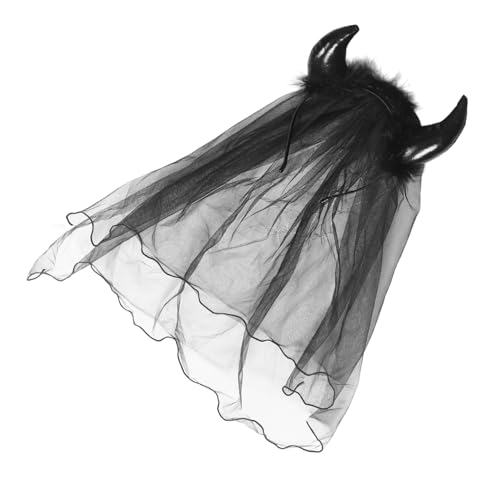 VALICLUD Halloween Horn Headband Mit Schwarzem Schleier Geisterkostüm Zubehör Für Kostümpartys Und Cosplay Schwarze Hörner Und Langlebiges Mesh-material Für Besondere Anlässe von VALICLUD