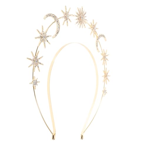 VALICLUD Halo-stirnband Unserer Lieben Frau Krone Stirnband Party-kopfbedeckung Kostüm Kopfbedeckung Haarschmuck Accessoire Göttin Stirnband Szenenzubehör Mondkrone Golden Zinklegierung von VALICLUD