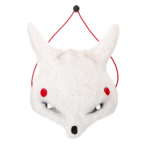 VALICLUD Handbemalte Plüschfuchsmaske Mit Weißen Partyohren Graue Fuchsmaske Dekoration Fuchsmaske Blankomaske Frauenmaske Für Maskenparty Kostüm Weiße Maske Kunststoff von VALICLUD