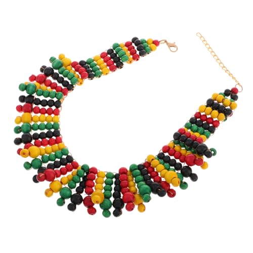VALICLUD Afrikanische Stil Bunte Holzperlenkette Mehrschichtige Perlen Halskette Für Damen Herren Boho Party Schmuck von VALICLUD