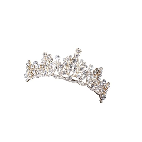 VALICLUD Handgefertigte Barock Tiara mit Funkelnden Strasssteinen Goldenes Braut Haarschmuck Accessoire für Hochzeit Langlebige Elegant und Strahlend für Unvergessliche Fotos von VALICLUD