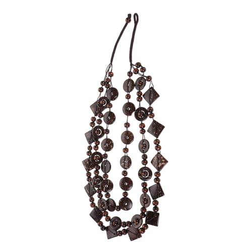 VALICLUD Handgefertigte Boho Holzperlen Halskette Damen Klobige Retro Kokosnuss Perlenkette Leicht Sommer Strand Schmuck Vintage Mehrschichtig von VALICLUD