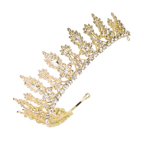 VALICLUD Handgefertigte Kristallkrone Hochzeitsdiadem Brautschmuck für Damen und Mädchen Haarschmuck Accessoire für Bälle Geburtstagsfeiern und Festliche Anlässe Goldfarben mit Weißen von VALICLUD