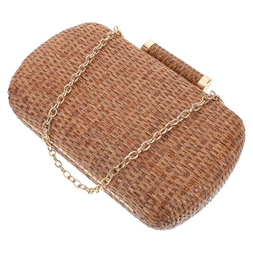 VALICLUD Handgefertigte Strohtasche Damen Clutch Retro Geflochtene Abendtasche Strand Hochzeit Party Umhängetasche Naturmaterial von VALICLUD