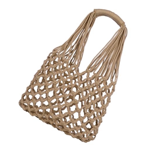 VALICLUD Handgefertigte Umhängetasche Damen Strandtasche aus Baumwollseil Gehäkelte Hohle Einkaufstasche Leichte Langlebige Beach Bag für Reisen Freizeit und Partys Tote Bag VALICLUD Handgefertigte Umhängetasche Damen Strandtasche aus Baumwollseil Gehäkelte Hohle Einkaufstasche Leichte Langlebige Beach Bag für Reisen Freizeit und Partys Tote Bag von VALICLUD