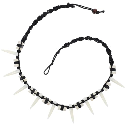 VALICLUD Handgefertigte Wolfzahn halskette für Herren und Damen Künstlicher Wolfszahn Anhänger Boho stil Modisch Langlebig Handgewebt Tribal Schmuck für Zeremonien und Alltag von VALICLUD