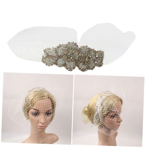 VALICLUD Handgefertigtes Mesh Kopfschmuck für Damen Vintage Velours Kopfbedeckung mit Strass für Feste und Partys Weiß von VALICLUD