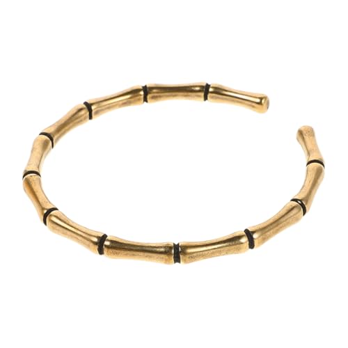 VALICLUD Handgemachter Goldfarbener Bambus Armreif Offen Breiter Manschetten Armreif aus Komfortabel für Damen und Herren Modisches Schmuckstück Symbol Friedens von VALICLUD