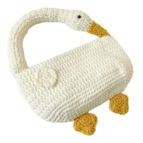 VALICLUD Handgestrickte Crossbody Tasche Damen mit Perlenkette Langlebige Umhängetasche für Alltag und Freizeit Vielseitig Tragbar als Schulter Handtasche Modisch und Handgefertigt in Weiß von VALICLUD