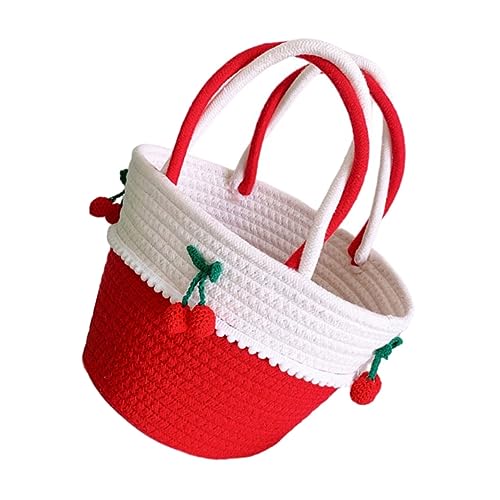 VALICLUD Handgewebte Baumwolltasche Damen Strandtasche Mode Strohtasche Sommer Urlaub Party Alltag Schultertasche Groß Volumen Strandtasche Frauen Strand Handtasche von VALICLUD