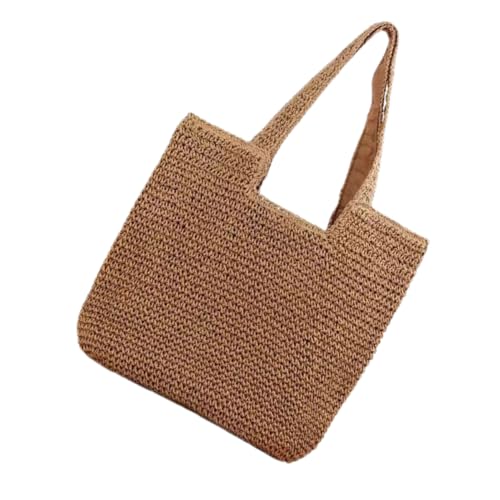 VALICLUD Handgewebte Damen Schultertasche Große Sommer Strandtasche Stabile Geflochtene Strohtasche Vielseitige Tragetasche Für Urlaub Alltag Party von VALICLUD