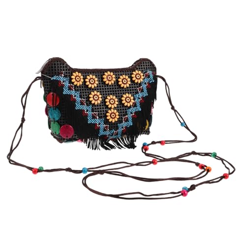 VALICLUD Handgewebte Ethno umhängetasche Damen Boho Crossbody Tasche mit Quaste Leicht und Praktisch für Reisen Urlaub Shopping und Freizeit von VALICLUD