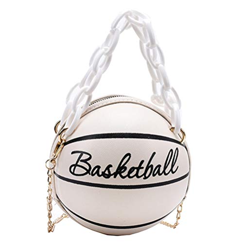 VALICLUD 1stk Basketballtasche Frauen Reißverschlusstasche Handy-crossbody-geldbörse Runde Taschen Für Frauen Umhängetasche Mit Kette Für Neuartige Geldbörse Weiß Bote Reisetasche Fräulein von VALICLUD