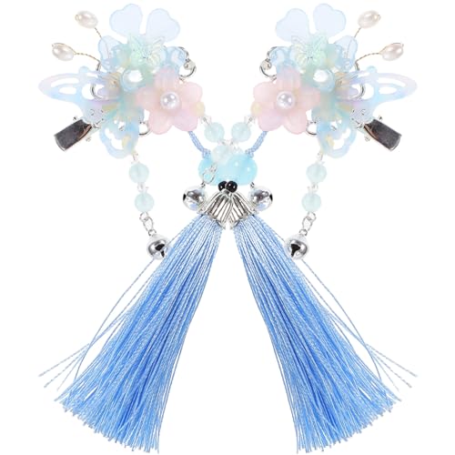 VALICLUD Hanfu Haarklammern Schmetterling Haarspangen Mit Quasten Traditionelle Chinesische Haaraccessoires Für Mädchen Und Damen Geeignet Für Partys Und Alltagsgebrauch Blau von VALICLUD