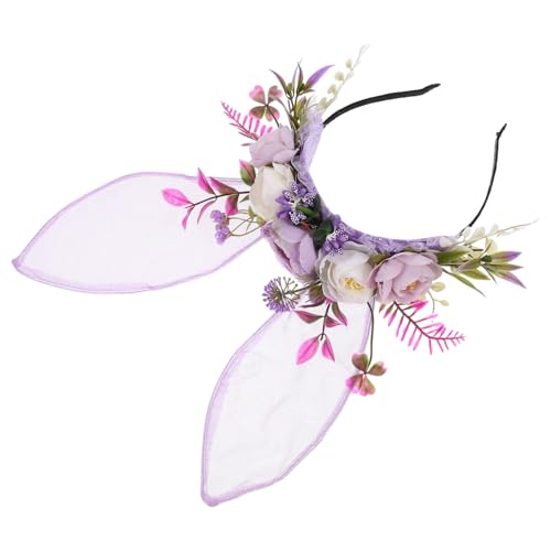 VALICLUD Hasenohr Stirnband Hasenohren Stirnband für Damen Hasenkopfbedeckung Cosplay Hasenohren Kaninchenohrstirnband Hasenohren Kostüm Ohren Kopfbedeckung Tierstirnband Stoff Violett von VALICLUD