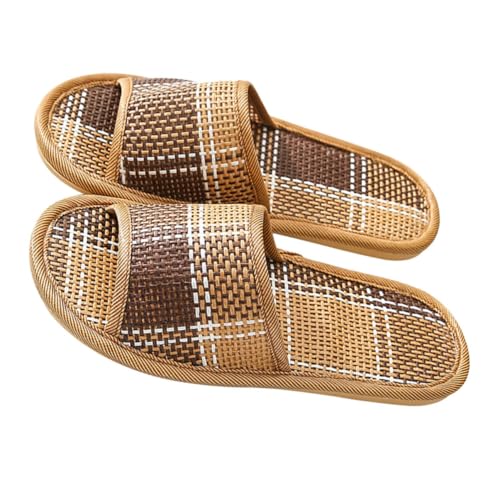 VALICLUD Haushalts sommerpantoletten Rattan Geflochten Leicht Atmungsaktiv Bequem Innenruhig Angenehm für Damen und Herren Komfortable Hausschuhe für Warmes Wetter von VALICLUD