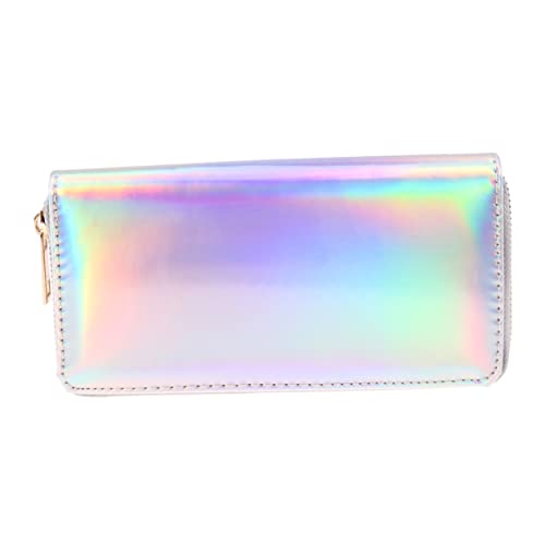 VALICLUD Geldbörse Damen Silber Glänzende Pailletten Binder Lange Clutch Portemonnaie mit Reißverschluss Münzfach Handytasche Kartenfach Kompakt für Alltag von VALICLUD