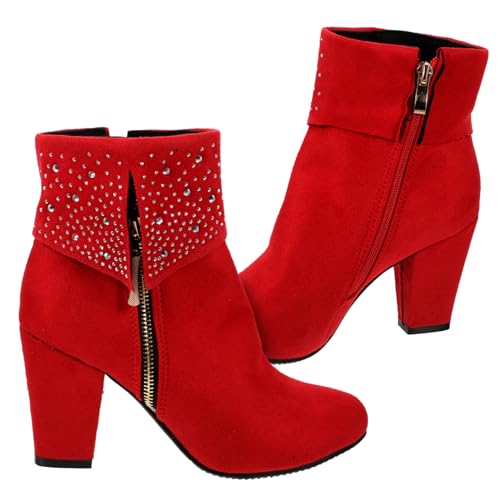 VALICLUD 1paar Elegante Herbst Winter Stiefeletten Für Damen Mit Blockiertem Absatz Modische Hochzeitskurzstiefel Rotes Design Für Festliche Anlässe Bequem Und Stilvoll von VALICLUD
