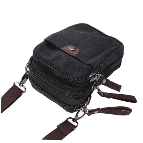 VALICLUD Herren Canvas Schultertasche mit Reißverschluss Langlebige Umhängetasche für Reisen Alltag und Outdoor Verstellbarer Gurt Modischer Schwarzer Messenger Bag im Military Stil von VALICLUD