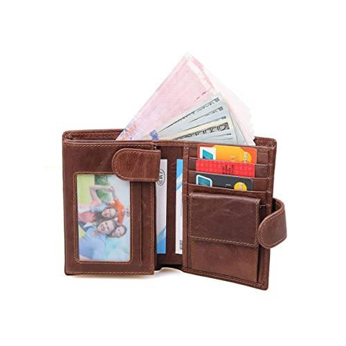 VALICLUD Portemonnaie Für Herren Aus Echtem Material Bifold-geldbörse Mit Großem Fassungsvermögen Retro-Design Für Kreditkarten Personalausweise Bargeld Und Münzen Für Büro Partys von VALICLUD