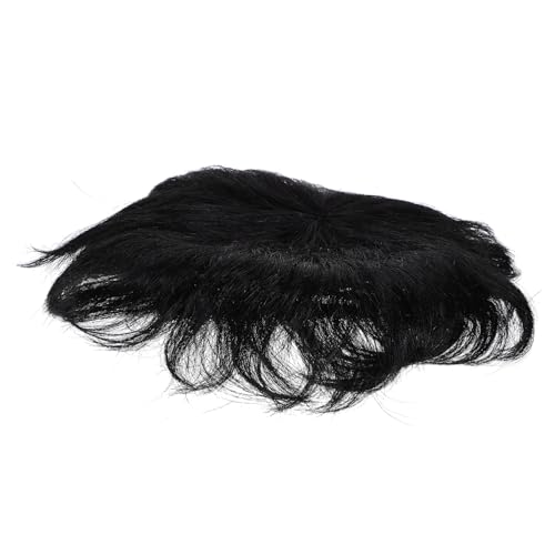 VALICLUD Herren Haarteil für Glatzenbildung Nahtloser Ersatz mit Echtem Haar Natürliche Schwarze Farbe Langlebig und Bequem für Tägliches Tragen und Besondere Anlässe von VALICLUD